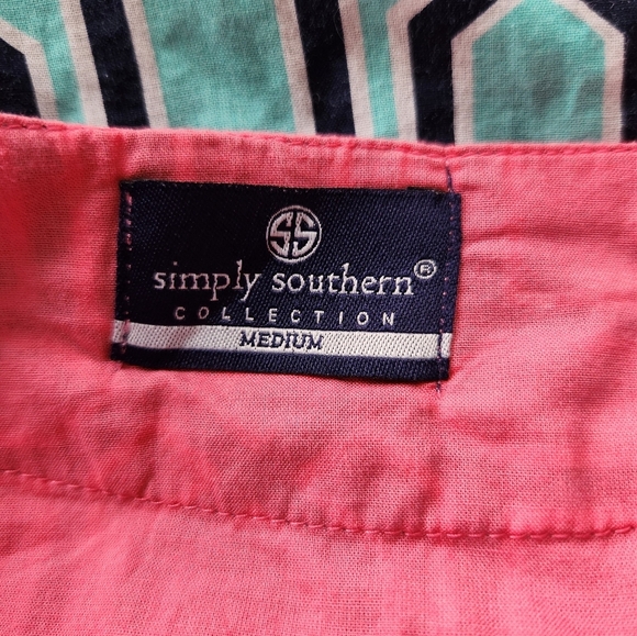 Simply Southern Geometric Patterned Women's Top - Pink and Blue Size Medium - Picture 7 of 10